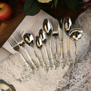 GobekUsa Baroque Silver Cutlery Set, Kitchen Flatware Knife Fork Spoon, 10 Pcs
