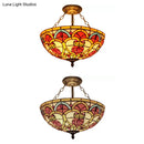 GobekUsa Baroque Style Stained Glass Ceiling Light, Semi Flush Mount Fixture for Bedroom