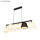 GobekUsa Barrel Hanging Light Kit - 5-Head Fabric Island Light Fixture in Black and White