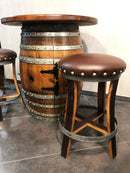 Whiskey & Wine Barrel Stool — Memory Foam, Brown Upholstery