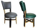 Whiskey & Wine Barrel Stave Dining Chair — Grey or Green Upholstery