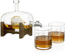 Whiskey Ship in a Barrel Decanter With Ship, 2-10 oz Glasses