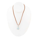Basic Blue Larimar and Sterling Silver Pendant Leather Necklace