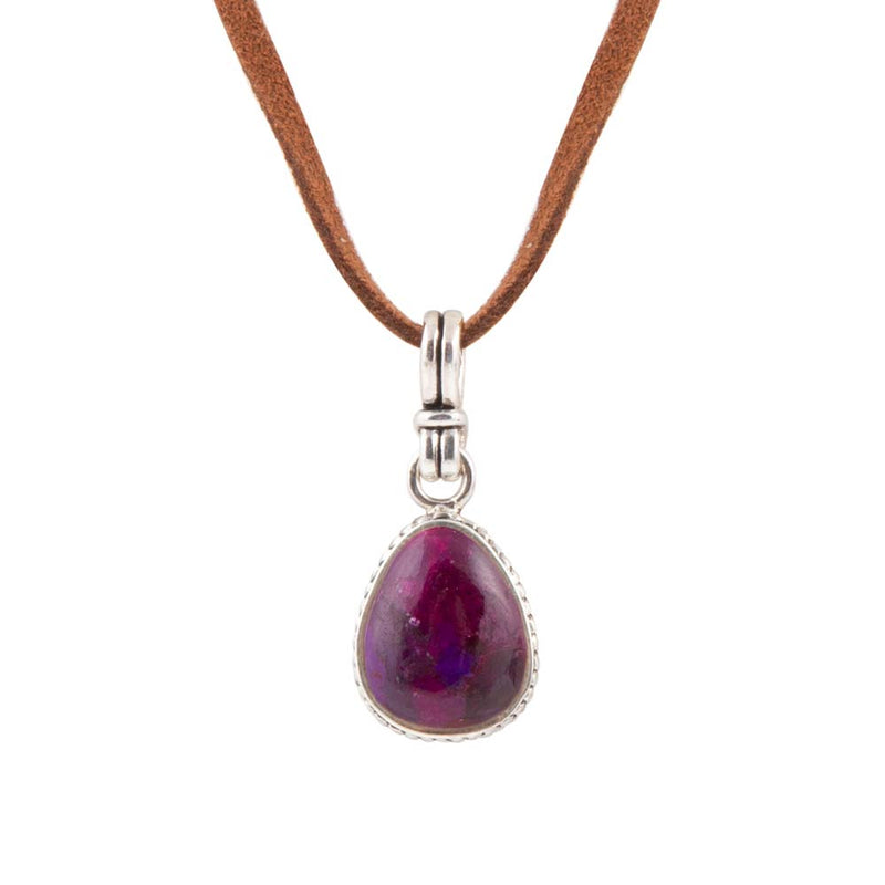 Basic Purple Turquoise and Sterling Silver Pendant Necklace
