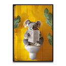 Funny black cat reading newspaper canvas wall art for bathroom by Decorbites