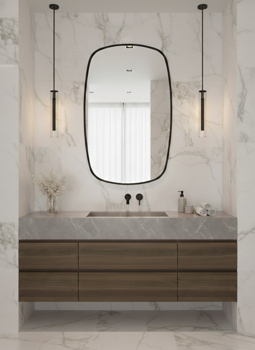 Black Framed Mirror - Rectangular Brass Wall Mirror