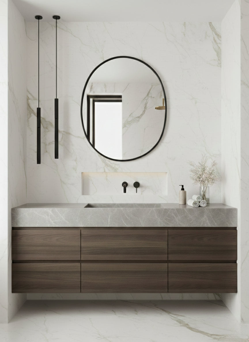 Black Framed Oval Mirror