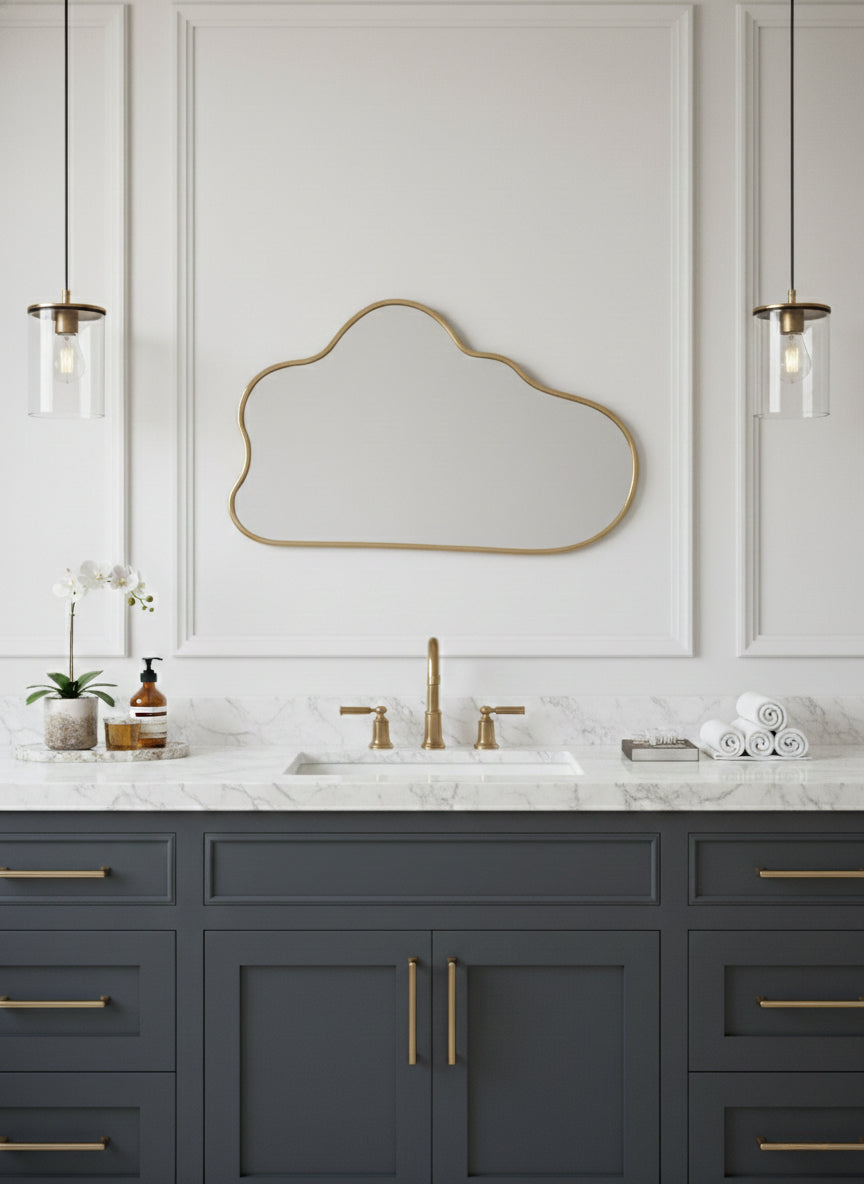Cloud Mirror - Antique Brass Wall Mirror, photo 2 of 14