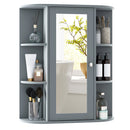 Bathroom Single Door Shelves Wall Mount Cabinet with Mirror-Gray by DirectDeals