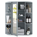 Bathroom Single Door Shelves Wall Mount Cabinet with Mirror-Gray by DirectDeals