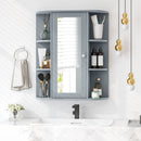 Bathroom Single Door Shelves Wall Mount Cabinet with Mirror-Gray by DirectDeals