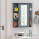 Bathroom Single Door Shelves Wall Mount Cabinet with Mirror-Gray by DirectDeals