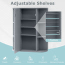 Bathroom Single Door Shelves Wall Mount Cabinet with Mirror-Gray by DirectDeals