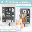 Bathroom Single Door Shelves Wall Mount Cabinet with Mirror-Gray by DirectDeals