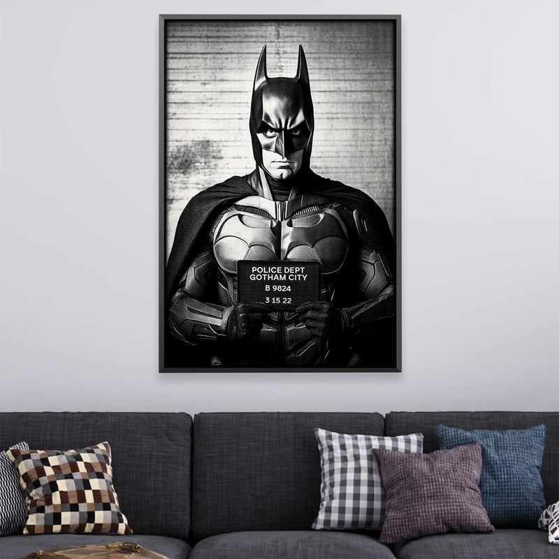 Batman Mugshot Black Canvas