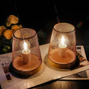 Set of 2-7"H Metal Mesh Table Lamp (with Wooden Base) by JHY DESIGN