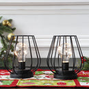 7''Tall  Set of 2 Metal Battery Operated Lamp  (Black)
