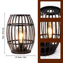 8"H Cordless Metal Wine Barrel Lamp(Black Brushed Gold)