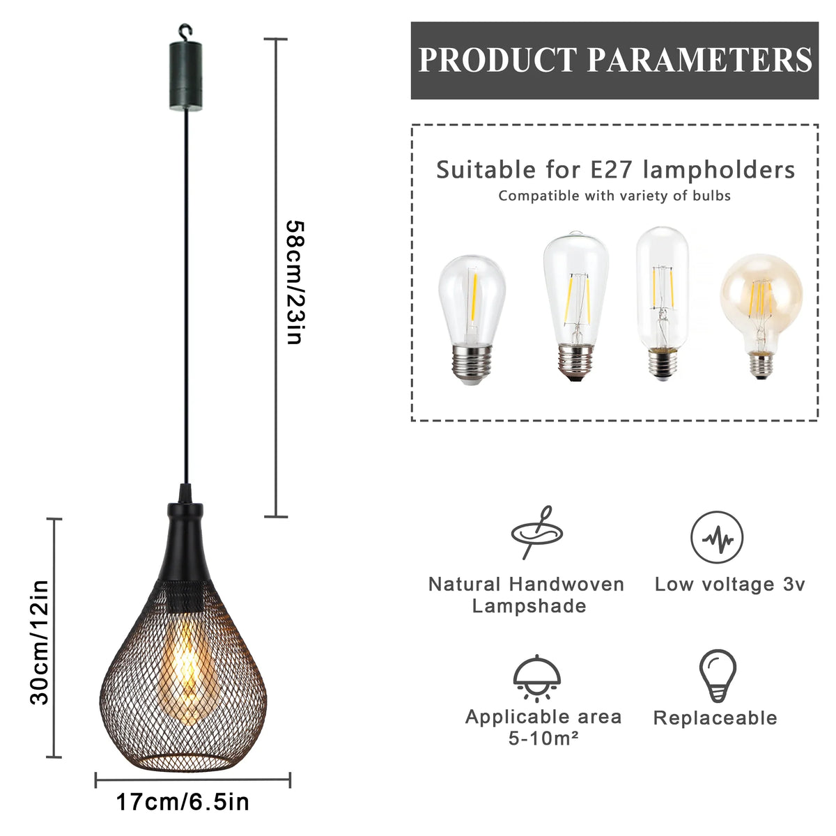 Battery Operated Hanging Lamp, photo 4 of 8