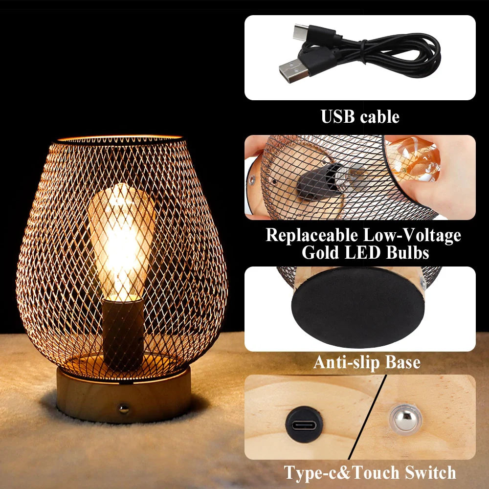 8"H Touch Adjustable Table Lamp(Wooden Base,Bronze Egg), photo 6 of 7