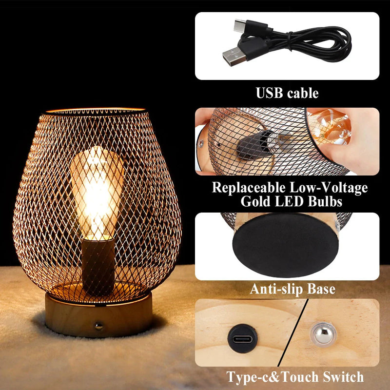 8"H Touch Adjustable Table Lamp(Wooden Base,Bronze Egg), photo 6 of 7