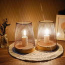Set of 2-7"H Metal Mesh Table Lamp (with Wooden Base) by JHY DESIGN