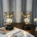 Set of 2 Cage Bulb Lantern Decorative Table Lamps