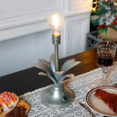 13.5"H Antique Silver Floral Battery Powered Lamp by JHY DESIGN