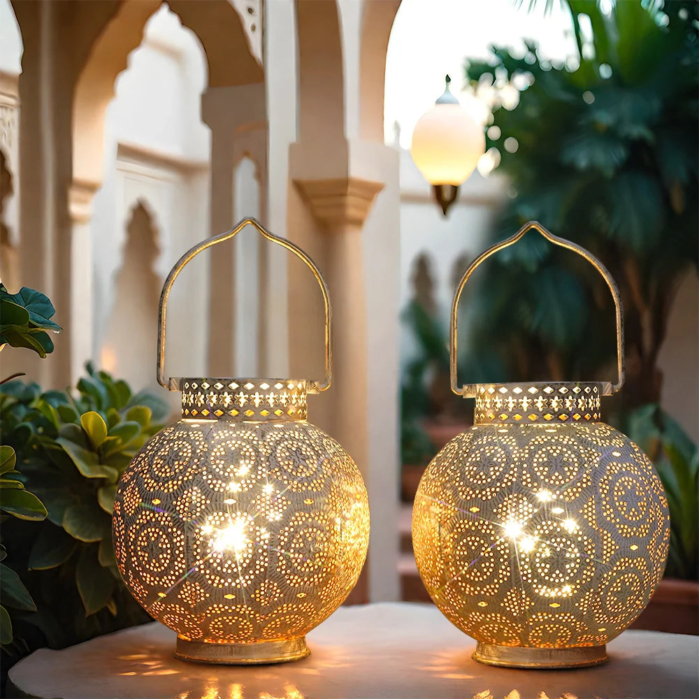 Set of 2 7'' Moroccan Lamps (white)