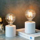 Set of 2 7"Tall White Table Lamp Battery Powered(White)