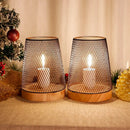 Set of 2-7"H Metal Mesh Table Lamp (with Wooden Base) by JHY DESIGN