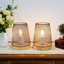 Set of 2-7"H Metal Mesh Table Lamp (with Wooden Base) by JHY DESIGN