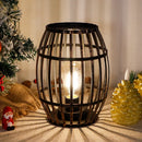 8"H Cordless Metal Wine Barrel Lamp(Black Brushed Gold)