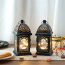 Set of 2 8”H Battery Operated Lanterns (Grey)