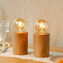 Set of 2 8.5" Tall Wood Grain Table Lamps by JHY DESIGN