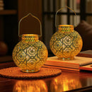 Set of 2 Moroccan Style Metal Table Lamp