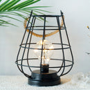 8.5" Tall Battery Powered Outdoor Table Lamp Black by JHY DESIGN