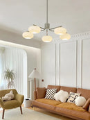 GobekUsa Glass Persimmon Chandelier: Bauhaus Medieval Inspired Milk White Lamp
