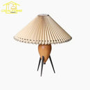 GobekUsa Bauhaus Pleated Wood Table Lamp LED E27 Solid Fabric Desk Light