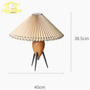 GobekUsa Bauhaus Pleated Wood Table Lamp LED E27 Solid Fabric Desk Light