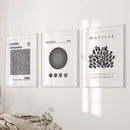 Black White Kusama, Matisse, Bauhaus Posters. Art Set of 3 by Wall Art Set