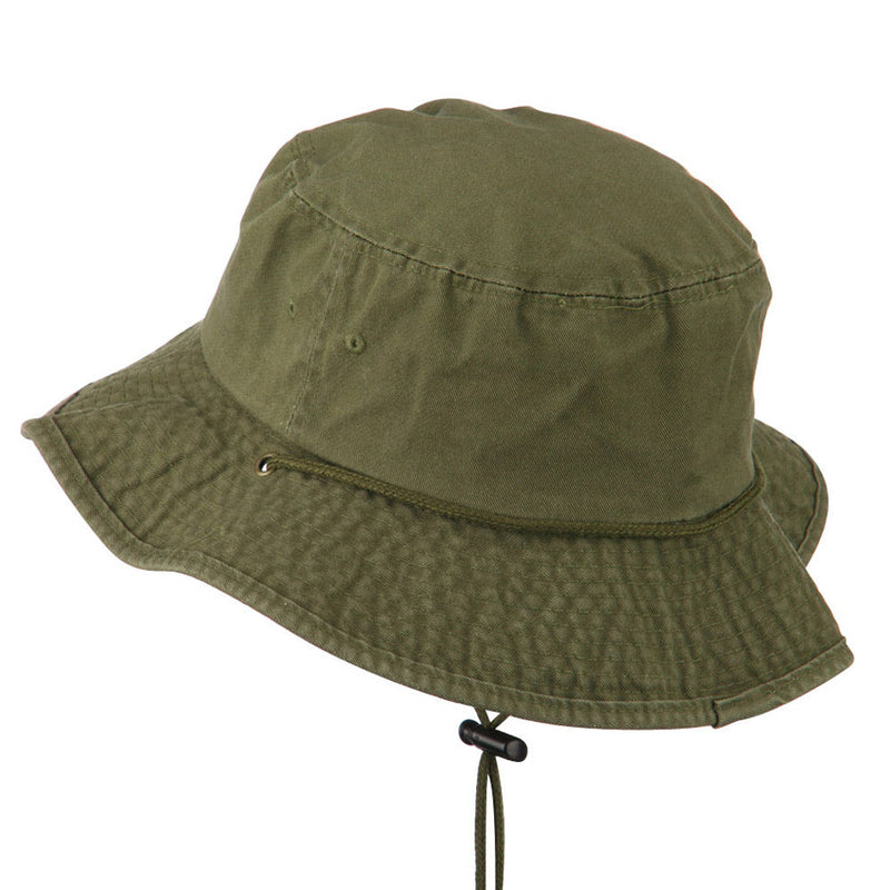 Big Size Washed Bucket Hat with Chin Cord