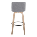 Toriano - Mid-Century Modern Fixed Height BarStool With Round Footrest (Set of 2)