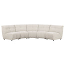 Oliver - 5 Piece Upholstered Sectional Sofa With Curved Silhouette - Ivory by HouseOfZazla