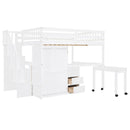 Loft Bed With Stairs, Bookshelf, Drawers, Desk & Wardrobe, Space Saving Multifunctional Furniture by HouseOfZazla