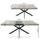 55.11" -70.86"Retro Rectangular Stretch Dining Table, Grey Carole Top With Black Embossed Center Plate, Black Fine Sand Cross Iron Foot Base Dining Table, With Storage Box.
