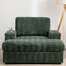 Oversized Chaise Lounge Indoor Rabbit Fur Sofa Bed With Storage Ottoman And Armrests Cup Holders With Deep Seat by HouseOfZazla