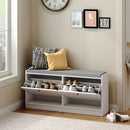 Shoe Storage Bench With Cushion, Entryway Organizer Cabinet For Hallway - White by HouseOfZazla