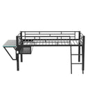 Modern Gaming Mid Loft Bed With Desk And LED Lights by HouseOfZazla