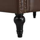Man cave Sofa Couch for garage, Living Room, L Shaped Reversible Modern Chesterfield Sofa with Rolled Arms and Nailhead, 5 Seat Tufted Couch for Small or Large Space(Dark Brown) PU Leather